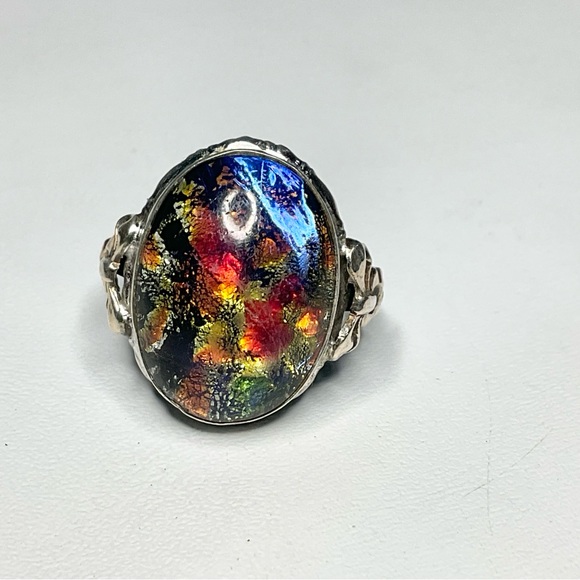 Sterling Silver 10K Art Deco Dragon’s Breath Ring Clark & Coombs - Picture 1 of 9